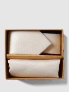 Prince Bowtie Krawatte und Einstecktuch im Set aus reiner Seide in Wei...