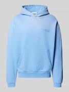 REVIEW Hoodie mit Label-Print in Hellblau, Größe L