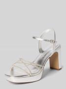Tamaris Sandaletten mit Strasssteinbesatz und Blockabsatz in Silber, G...