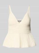 Review Trägertop mit ausgestellter Rockpartie in Offwhite, Größe L