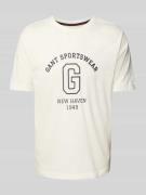 Gant T-Shirt mit Label-Print in Weiss, Größe M