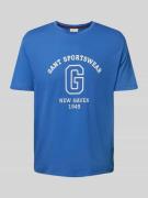 Gant T-Shirt mit Label-Print in Royal, Größe L
