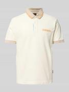 Napapijri Slim Fit Poloshirt mit Label-Print in Weiss, Größe XL