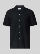 Lindbergh Relaxed Fit Leinenhemd mit 1/2-Arm in Black, Größe S