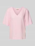 FREE/QUENT Regular Fit Leinenbluse mit V-Ausschnitt Modell 'Lava' in P...