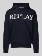 Replay Hoodie mit Label-Print in Marine, Größe L