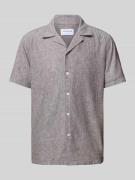 Lindbergh Relaxed Fit Leinenhemd mit 1/2-Arm in Mittelbraun, Größe M