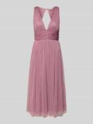 LACE & BEADS Cocktailkleid mit Taillenband in Rose, Größe L