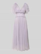 LACE & BEADS Knielanges Cocktailkleid mit V-Ausschnitt in Flieder, Grö...
