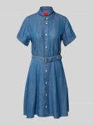 HUGO Jeanskleid mit Gürtel Modell 'Kastami' in Hellblau, Größe 38