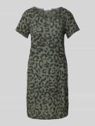 ZABAIONE Minikleid aus Leinen-Mix mit Rundhalsausschnitt in Khaki, Grö...