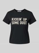 Review T-Shirt mit Statement-Print in Black, Größe L