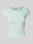 Review T-Shirt mit Muschelsaum in Bleu, Größe XS