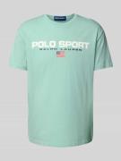 Polo Sport T-Shirt mit geripptem Rundhalsausschnitt in Mint, Größe L