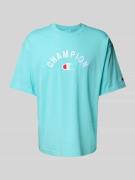 CHAMPION Relaxed Fit T-Shirt mit Label-Stitching in Aqua, Größe L