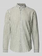 Lindbergh Slim Fit Freizeithemd aus Leinen-Baumwoll-Mix in Oliv, Größe...