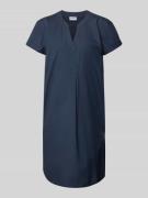 Jake*s Casual Knielanges Kleid mit V-Ausschnitt in Dunkelblau, Größe 3...