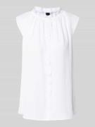 Marc Cain Blusentop mit Stehkragen und Kappärmeln in Weiss, Größe 42