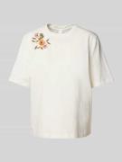 YAS Boxy Fit T-Shirt mit Pailletten Modell 'SANNIA' in Weiss, Größe M