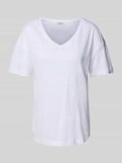 MAERZ Muenchen T-Shirt aus Leinen mit V-Ausschnitt in Weiss, Größe 36