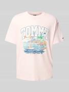 Tommy Jeans Relaxed Fit T-Shirt mit Motiv-Print in Pink, Größe XXL