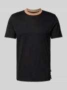 BOSS T-Shirt mit geripptem Rundhalsausschnitt Modell 'Tessler' in Blac...