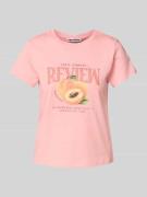 Review T-Shirt mit Label-Print in Rosa, Größe L