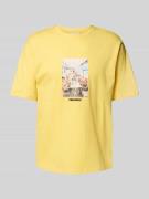 REVIEW Regular Fit T-Shirt aus Baumwoll-Viskose-Mix in Pastellgelb, Gr...