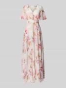 Christian Berg Cocktail Abendkleid mit V-Ausschnitt in Ecru, Größe 32