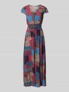 Apricot Maxikleid aus Viskose mit V-Ausschnitt in Pink, Größe XS