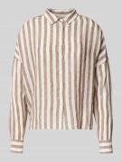 0039 Italy Regular Fit Leinenhemdbluse mit überschnittenen Schultern i...