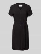 Vila Knielanges Kleid aus Viskose mit Bindegürtel in Black, Größe 34