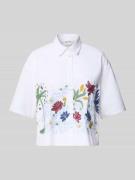 Jake*s Casual Hemdbluse mit Motiv-Stitching in Weiss, Größe 40