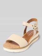 Tamaris Sandalette aus Leder mit Keilabsatz in Sand, Größe 39