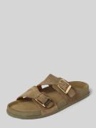 Tamaris Sandalette aus Leder mit Dornschließe in Oliv, Größe 39