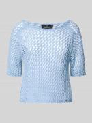 monari Strickshirt mit Lochmuster in Hellblau, Größe 34