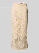 comma Midirock mit Häkelspitze in Sand, Größe 42