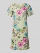 ZABAIONE Knielanges Leinenkleid mit Rundhalsausschnitt in Khaki, Größe...