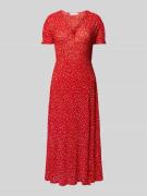 Mango Midikleid mit V-Ausschnitt Modell 'POMI' in Rot, Größe M