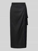 Mango Regular Fit Midirock aus reinem Leinen in Black, Größe L