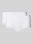 Skiny Pants mit Häkelspitze im 2er-Pack Modell 'Classic Cotton' in Wei...