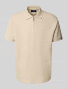 MCNEAL Poloshirt mit kurzem Reißverschluss in Beige, Größe XXXL