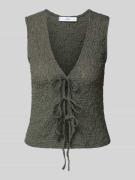 Mango Slim Fit Blusentop in Crinkle-Optik Modell 'VERDI' in Khaki, Grö...