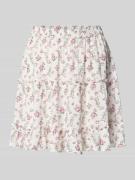 Pieces Ausgestellter Mini-Rock mit Allover-Muster Modell 'NYA' in Weis...