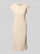 Tom Tailor Midikleid in Crinkle-Optik in Beige, Größe 34