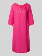 ZABAIONE Knielanges Kleid aus reinem Leinen in Pink, Größe XXL