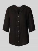 ZABAIONE Regular Fit Leinenbluse mit 3/4-Arm in Black, Größe L