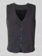 Lindbergh Weste aus Baumwoll-Leinen-Mix mit Knopfleiste in Black, Größ...