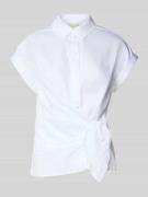 Milano Italy Relaxed Fit Bluse mit Knotendetail in Offwhite, Größe 42
