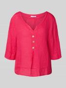 ZABAIONE Loose Fit Hemdbluse aus reinem Leinen in Pink, Größe L
